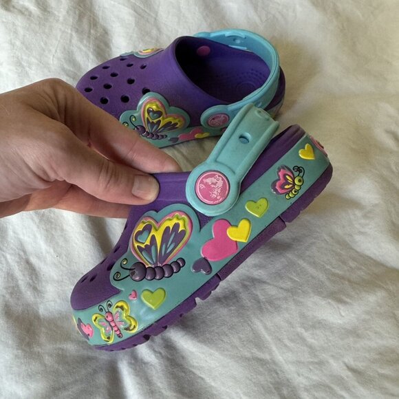 Purple Butterfly Light Up Crocs (size 8) - Picture 6 of 6
